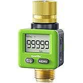RAINPOINT Water Flow Meter, &plusmn;5% Accuracy, Pure Brass Inlet &amp; Outlet Water Meter, 180&deg; Screen-Flip, 4 Measure Modes for Outdoor Garden Hose, Lawn Sprinkler Watering, RV Water Tank Filling, Green