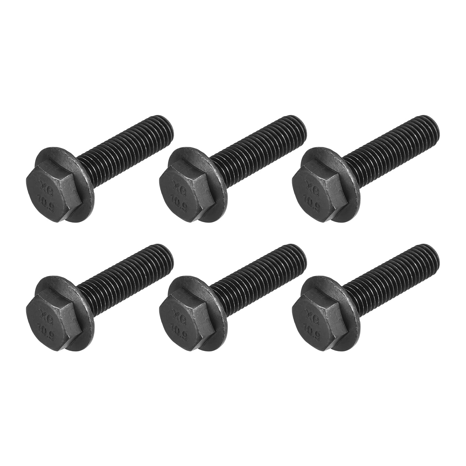 METALLIXITY Flanged Hex Head Bolts (M12x45mm) 6pcs, Hexagon Serrated Flange Bolt Fully Thread Screw - for House Construction Hardware Fasteners