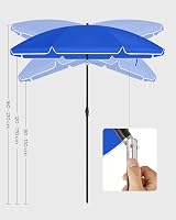 SONGMICS Parasol 160 cm UPF 50+ Tilt & Height Adjustable Beach Umbrella Blue view 5