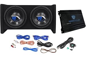 Rockville RV8.2A 800 Watt Dual 8" Car Subwoofer Enclosure+Mono Amplifier+Amp Kit
