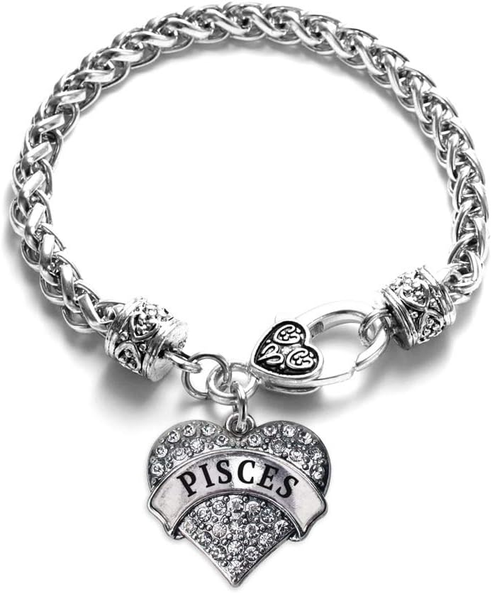 Silver Pave Heart Charm Bracelet with Cubic Zirconia Jewelry