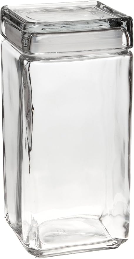 Anchor Hocking 85589r 2 Litre Stackable Square Clear Glass Storage Jar Amazon Co Uk Kitchen Home