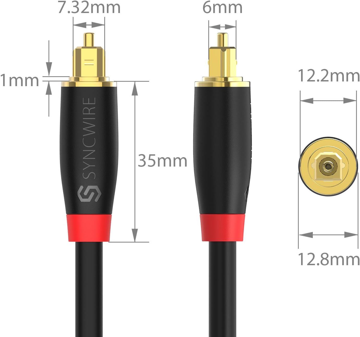 Digital Optical Audio Cable Toslink Cable - [24K Gold-Plated, Ultra-Durable] Syncwire Fiber Optic Male to Male Cord for Home Theater, Sound Bar, TV, PS4, Xbox, Playstation & More - 6ft: Computers & Accessories