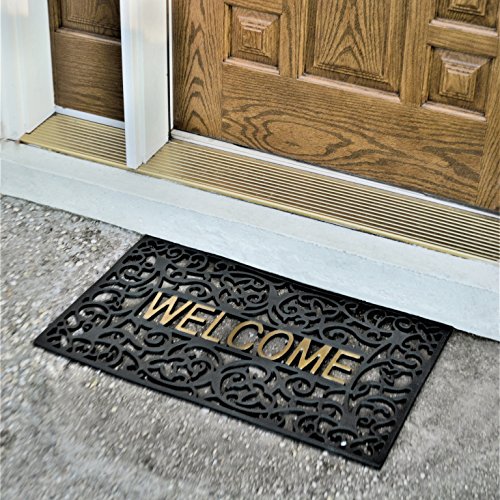 gbHome GrayBunny GH-6759A Entrance Doormat, Waterproof PVC Welcome Door Mat w/Non-slip Backing, Easy to Clean Stylish Outdoor Mat, Front and Back Door, Garage or Porch Entryway, Poolside, Patio