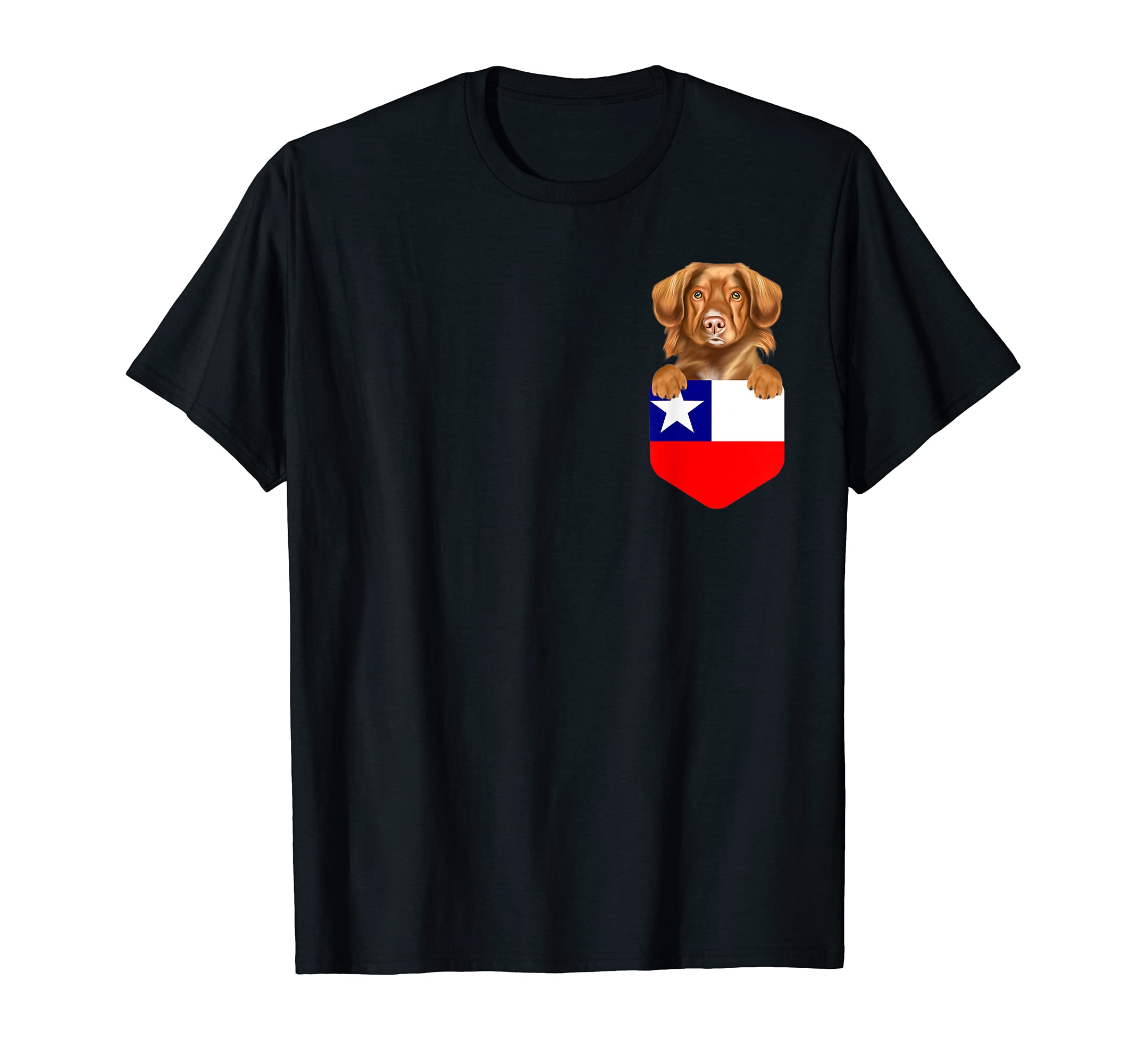Chile Flag Duck Tolling Retrievers Dog In Pocket T-Shirt