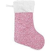 XDKDZIS Large Christmas Stockings Fireplace Plush Xmas Hanging Stockings with Pink Glitter Pattern