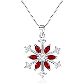 EVER FAITH Snowflake Jewerly Sterling Silver Winter Accessory Sparkle Zircon Snow Flower Pendant Necklace