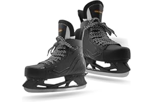 WELLWON Adjustable Ice Hockey Skates for Outdoor and Rink, Recreational Ice Skates, Fitness Hockey Skates Fun Ice Skating Shoes with Soft Padding and Reinforced Ankle Support