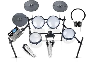 HAMPBACK ACE-307 Electric Drum Sets for Beginner with Quite Mesh Pads, 2 Cymbals w/Choke, 52+20 Drum Kits and 918 Sounds, USB MIDI, Recording Function(5 Pads, 3 Cymbals)