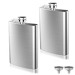 2-Pack 8 Oz Hip Flasks for Liquor, Hianjoo