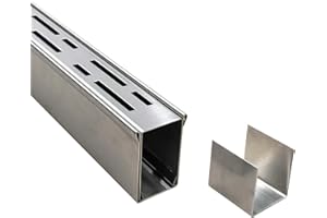 SXSJMY Channel Drain 1.7-Inch Wide X 3.3-Feet Long,Silver Outdoor Pool Deck Drain Channel 304 Stainless Steel with Coupling,Pool Drain for Concrete/Paver/Patios/Walkways