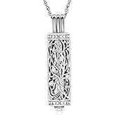 shajwo Cylinder Cremation Jewelry Tree of Life Urn Ashes Necklace for Women Men Vial Cremation Ash Pendant Loved One Memorial Jewelry