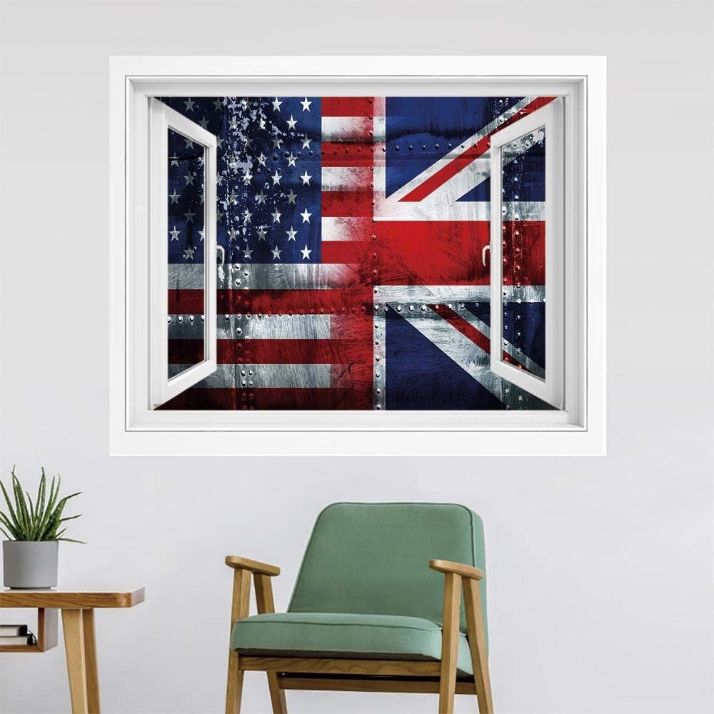 Amazon ユニオンジャック ウォールステッカー 150x1 Cm 英国とアメリカの連合同盟テーマ組成フラグヴィンテージ装飾 壁紙 簡単壁紙シール 風景 景色ステッカネイビーブルーレッドホワイト ウォールステッカー オンライン通販