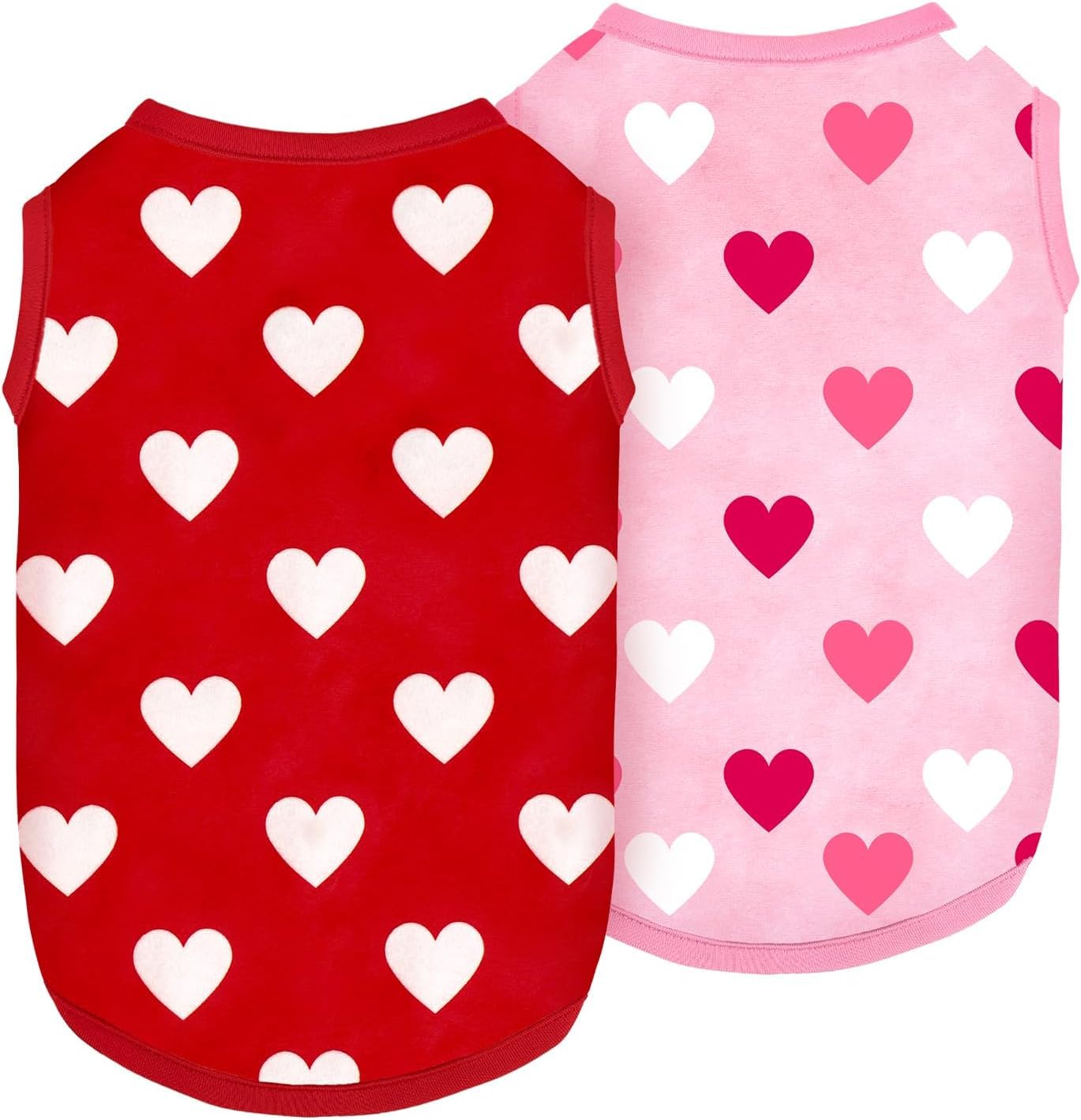 Photo 1 of 2 Pack Dog Valentines Outfit Shirts Soft Velvet Stretchy Lightweight Dog Warm T-Shirts Sleeveless Vest Clothes for Small Medium Large Dogs Cats