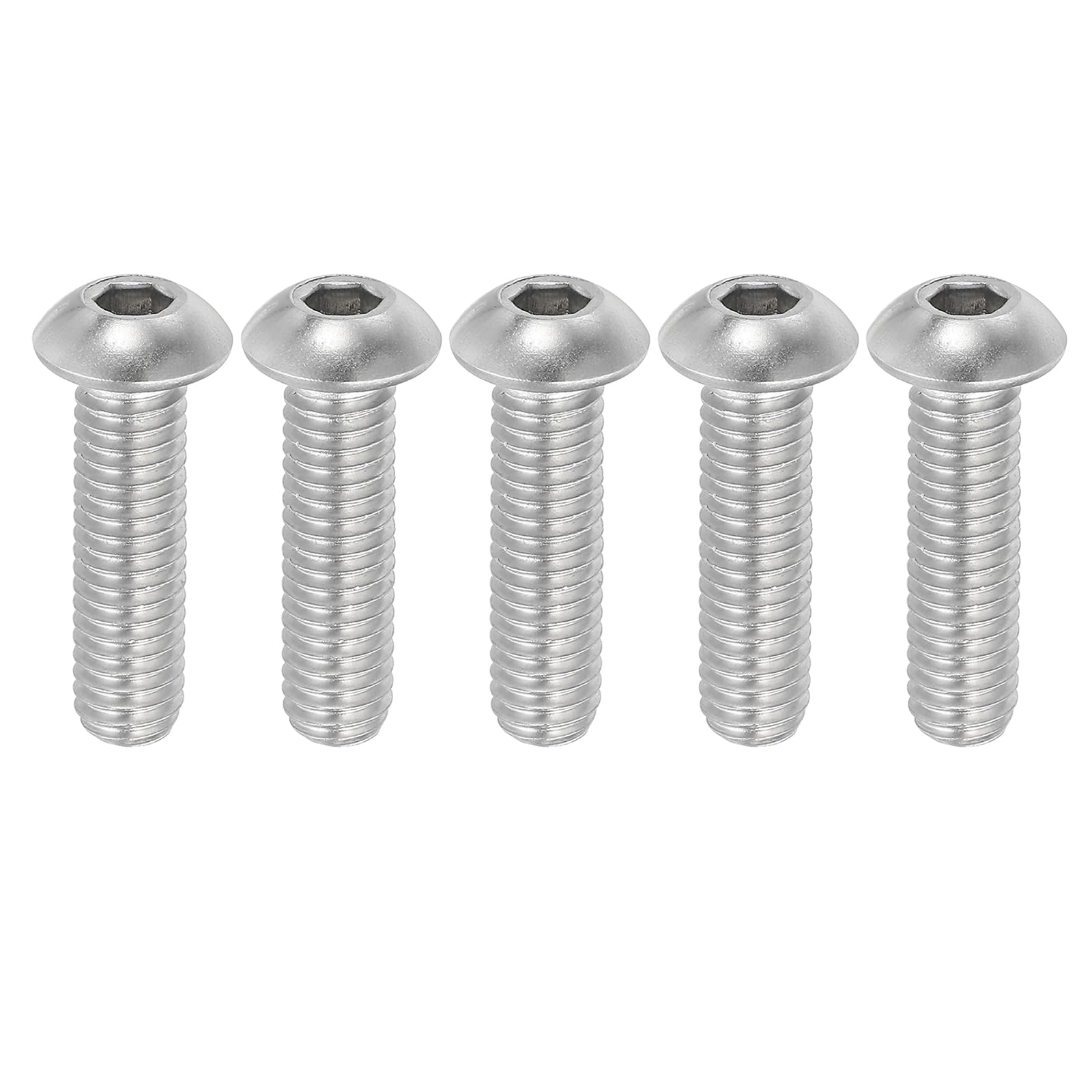 PATIKIL 3/8-16x1-1/2" Button Head Socket Cap Screws, 5 Pcs 304 Stainless Steel 18-8 Socket Cap Screw Bolts Allen Hex Drive Full Thread Fine Thread UNC