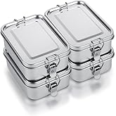 ZOFORTY 4Pcs Stainless Steel Bento Box 850ml/30oz Metal Lunch Box with Removable Divider, Leak-Proof Lunch Container for Sandwich, Snack, Salad