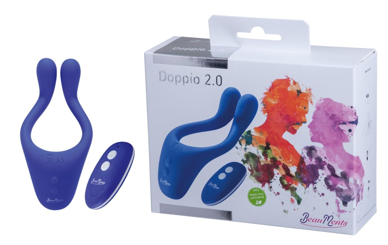 Doppio 2.0 Multi-use Couples Vibrator with Wireless Remote Control, Blue