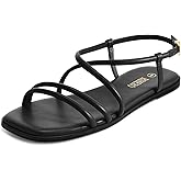 Rihero Women's Strappy Flat Sandals Summer Lace Up Open Toe Comfortable Slip-On Ankle Strap Sandals
