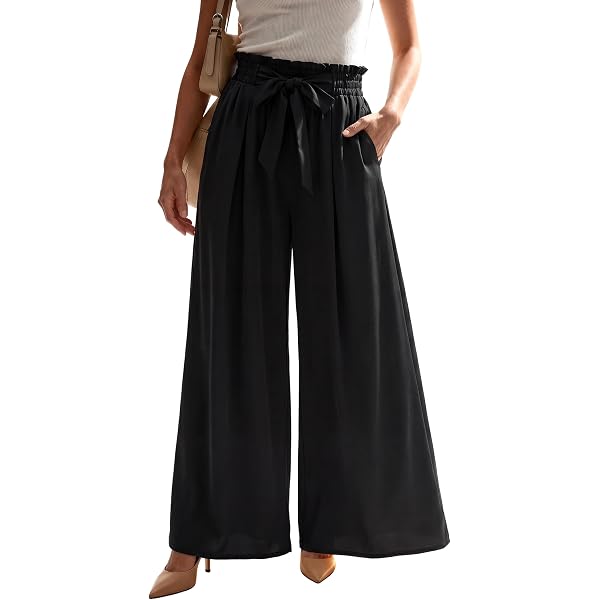 Pantalones Palazzo Mujer Arolina - Cintura Alta, Pierna Ancha, Poliéster, Color Rojo Brillante, Talla Large