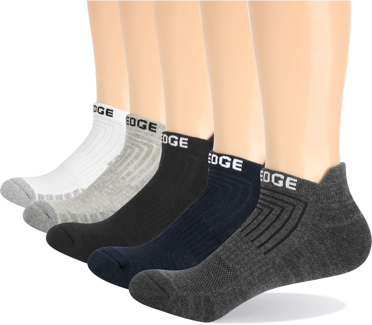 YUEDGE 5 Pairs Cotton Rich Cushion Running Socks Comfort Padded Ankle