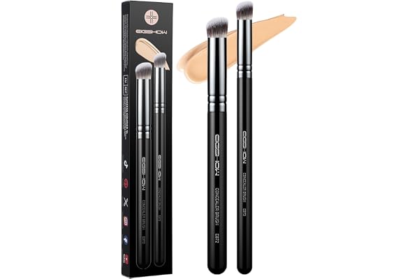 EIGSHOW Concealer Brush, 2Pcs Angled Under Eye Concealer Brush (E872&E873) | Angled Kabuki Makeup Brush for Concealing, Blend