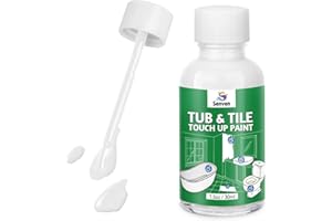 SENVEN Tub and Tile Touch Up Paint Kit - High-Gloss White Porcelain Paint for Scratches & Chips on Tubs, Tiles, Sinks, Toilets Bathtubs, Fiberglass White Repair Acrylic, Enamel Quick-Dry 1.5 Fl Oz