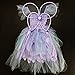Girls Princess Fairy Wings Tutu Long Dress Birthday Party Costume Halloween, Purple 2-4 Year