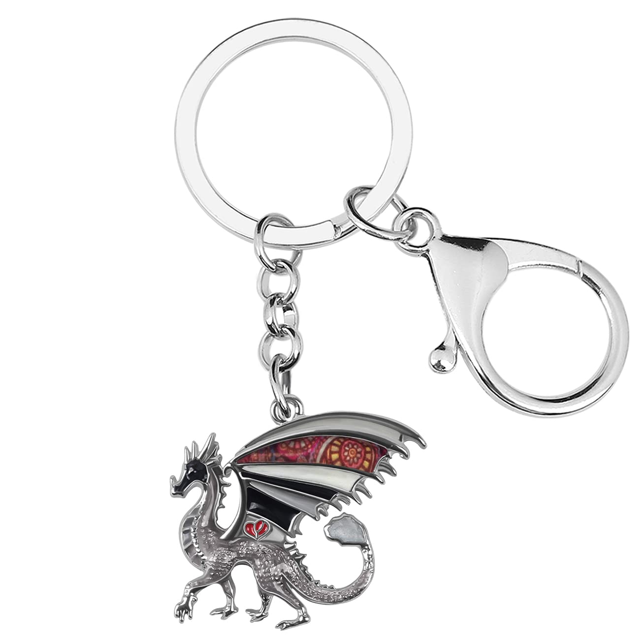 Enamel Alloy Dragon Keychain Fantasy Dinosaur Jewelry For Women Girls Bag Wallet Charm Gift