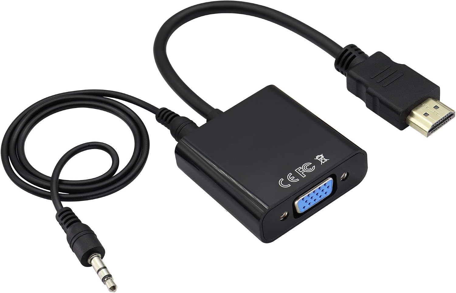 zdyCGTime with 3.5mm Audio Port VGA Female to HDMI Male Adapter Audio Video Cable,Compatible with Computer,Desktop,Laptop,PC,Monitor,Projector,HDTV,AV,Chrome book,Xbox.(VGA F/M)
