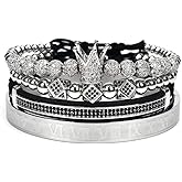 WFYOU Imperial Crown Bracelets for Men 18kt Gold Bracelet Cubic Zirconia Beads Bracelets Cross Bracelets Charm Men Luxury Gift