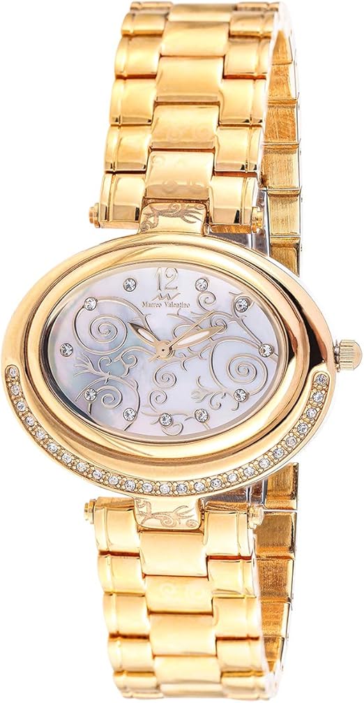 Marreo Valentino Women's Printed White Dial Stainless Steel Band Watch