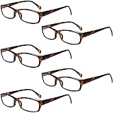 Henotin 5-Pack Reading Glasses Blue Light Blocking Anti Eyestrain Computer Reading Glasses for Women and Men Readers (5 Pack Tortoise, 1.25, Diopters)