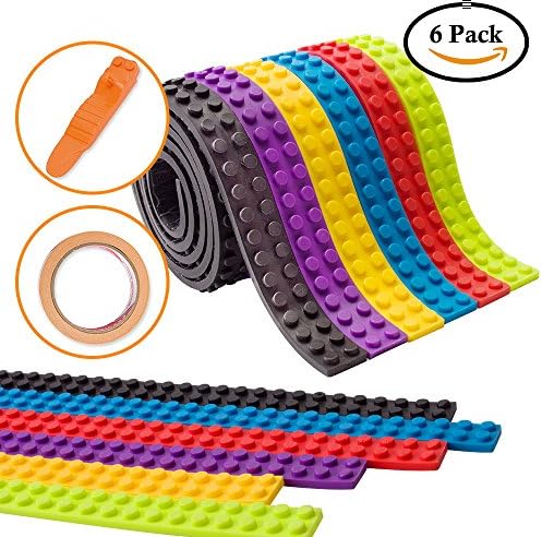 6 Rolls Building Block Tape(3ft/Roll),Self Adhesive Baseplate Strips for Kids,Non-toxic Cuttable Reusable,Lego Tape for Building Brick Base Plates for Lego Toys,Perfect for Kids of All Ages
