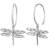 Boma Jewelry Sterling Silver Dragonfly Pull Through Hoop Earrings