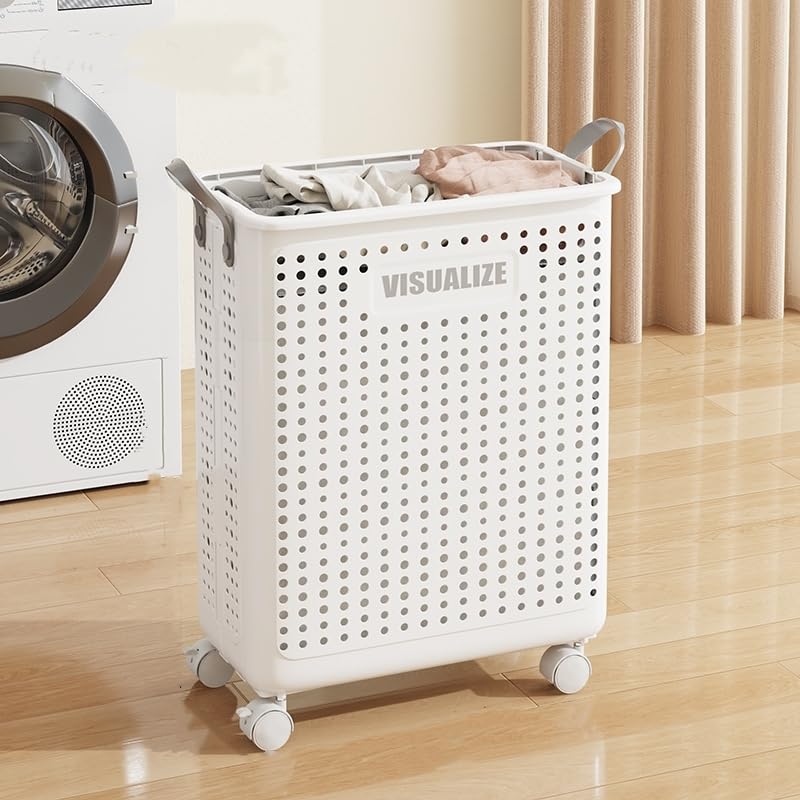 Photo 1 of BOHOIDEE Foldable Laundry Hamper with Wheels and Handle, Collapsible Rolling Laundry Basket, Versatile Portable Storage Basket for Laundry/Bathroom