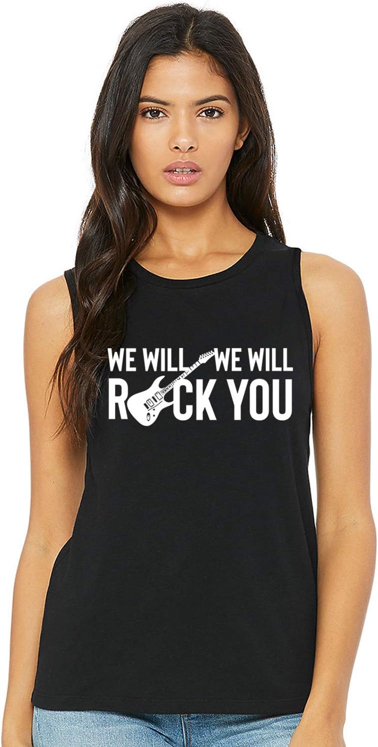 We Will We Will Rock You Printed Ladies Bella + Canvas Muscle Tank Tee Shirt