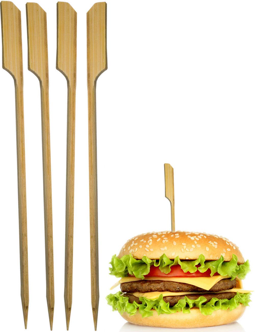 HomeTools.EU 50x Hamburger Skewers Sticks BBQ Cheese Burger/Bamboo Sticks Fix and Keep Burgers Together. | Wood, 15 cm, Pack Of 50