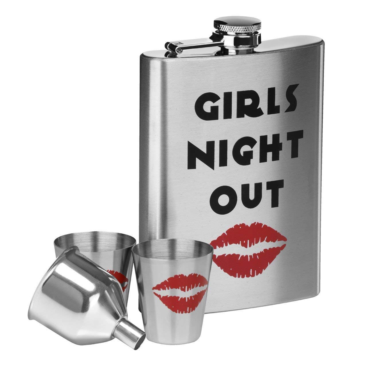 Premier Housewares Girls Night Out Hip Flask Set, 8 oz - Stainless Steel