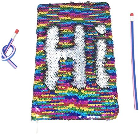 Magic Sequin Journal Reversible Sequin Office Notebook Mermaid Notepad School Diary for Girls Adults Festival Birthday Gifts With 2 Pcs Magic Soft Pencils