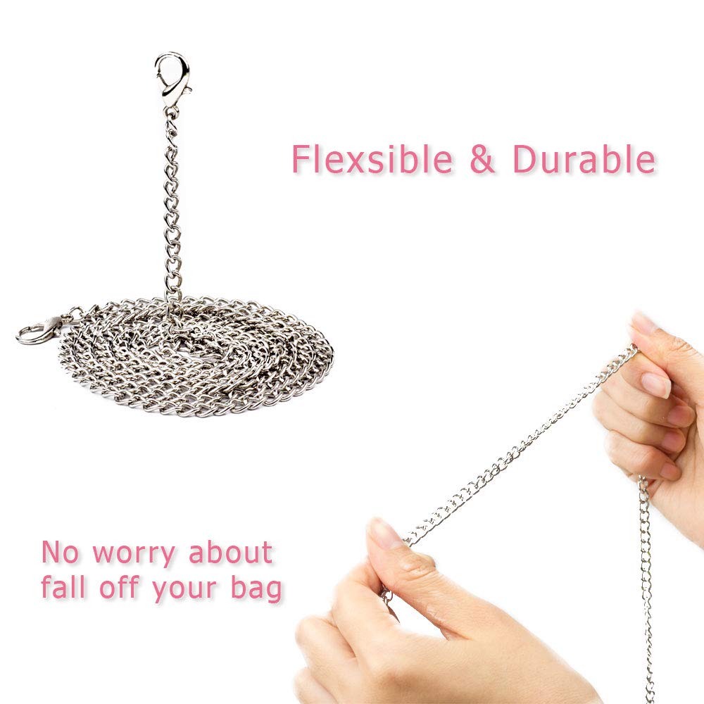 Lulupaxton Metal Bag Chain Replacement Strap with Two Clasps for Crossbody Leather Shoulder Bag,Purse,Women, Silver