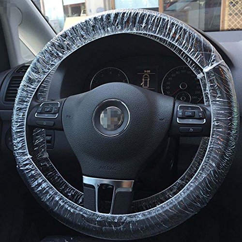 Moyishi 50Pcs Elastic Trim Disposable Truck Car Steering Wheel Covers Films