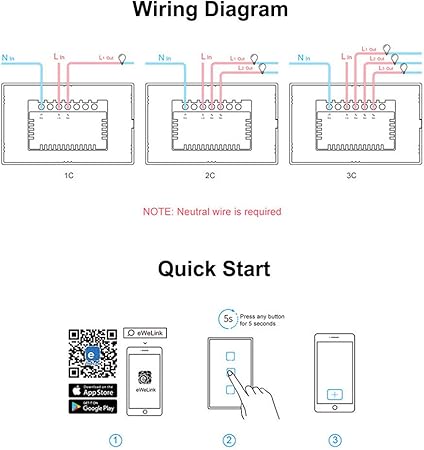 Owsoo Smart Switch Sonoff T2us1c Tx Wifi Switch Wall Switch Light Switch 433mhz Rf Remote Control App Voice Touch Control Timer Function Panel Touch Switch Compatible With G Home Nest Alexa Ifttt Amazon Com Industrial Scientific