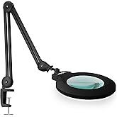 Neatfi XL Bifocal LED Magnifying Lamp – 7-Inch Acrylic Lens, 2.25x & 6X Magnification, 1,600 Lumens, Dimmable LED, Adjustable Arm, Hands-Free Close Work (Black, with Clamp)