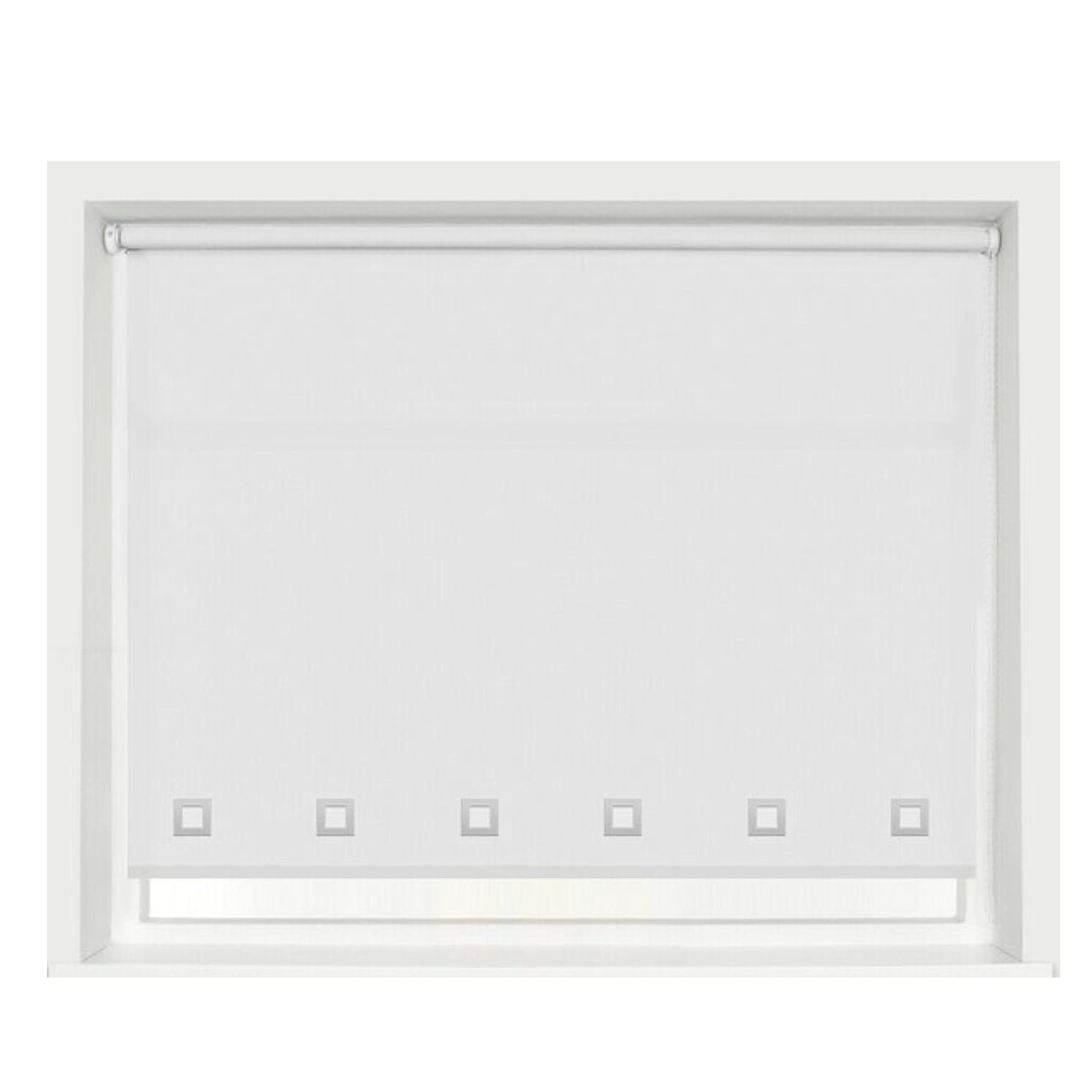 100% Polyester Square Eyelet Trimmable Daylight Roller Blinds (90cm Wide x 165cm Drop, White)