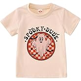 MODNTOGA Toddler Boy Halloween T-Shirt Baby Girl Ghost Graphic Tops Spooky Dude Letter Tee Short Sleeve Halloween Clothes