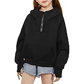 Hvididan Girls' Hoodies Sweatshirts Half Zipper Fleece Pullover Crop Tops for Teen Girls Long Sleeve Sweater Thumb Hole