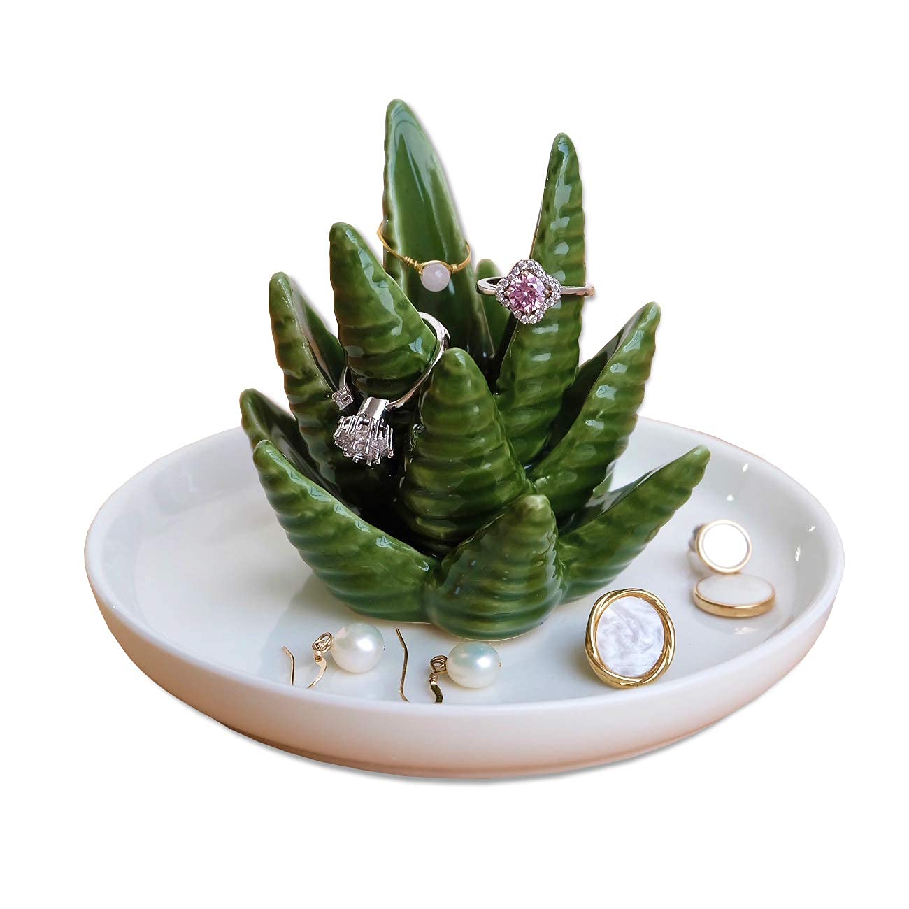 Titanape Cactus Ring Holder, Aloe Ring Dish, Jewelry Holder Trinket Tray for Rings Earrings Necklace Organizer, Bridesmaid Christmas Birthday Gift for Women Girls Home Accessories — image 1