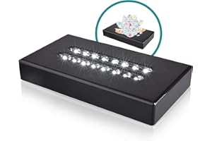 ASENTE 16 LED White Light Base for Glass Art - Illuminated Display Base for Crystal, Glass Art, and Crystal Cube Base - Rectangular Satin Matte Black - AC/USB Adapter Powered - 6.5"x 3.5"x 1" (Black)