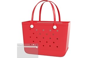Heibbao X-Large Rubber Beach Bag Tote Bag with Waterproof Zipper Inner Bag, Washable Durable Tote Bag Storage bags