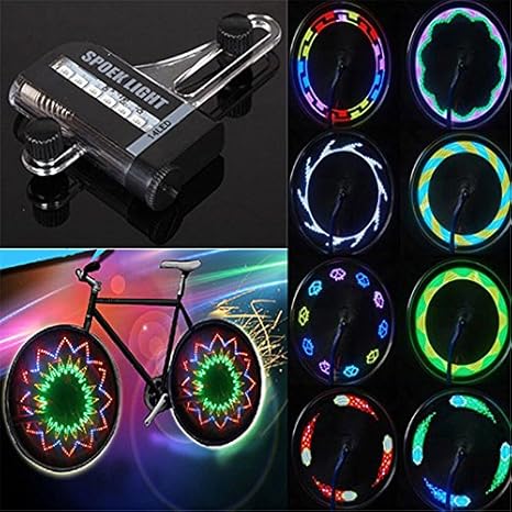 AlexVyan Rainbow 14 LED Motorcycle Bycycle Bike Wheel Signal Tire Spoke Light 30 Changes with AAA Battery